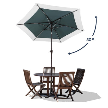 Spencer 9 ft. Classic Coastal 2-Tone Solar LED Market Patio Umbrella - JONATHAN Y
